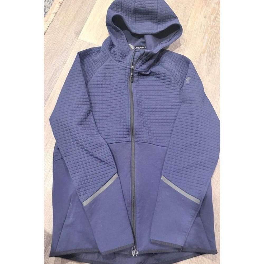 Under Armour Navy Textured Full-Zip Hooded Jacket Small